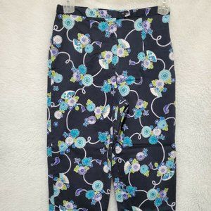Requirements Green Blue Black Purple White Floral Capri Pants Size 10